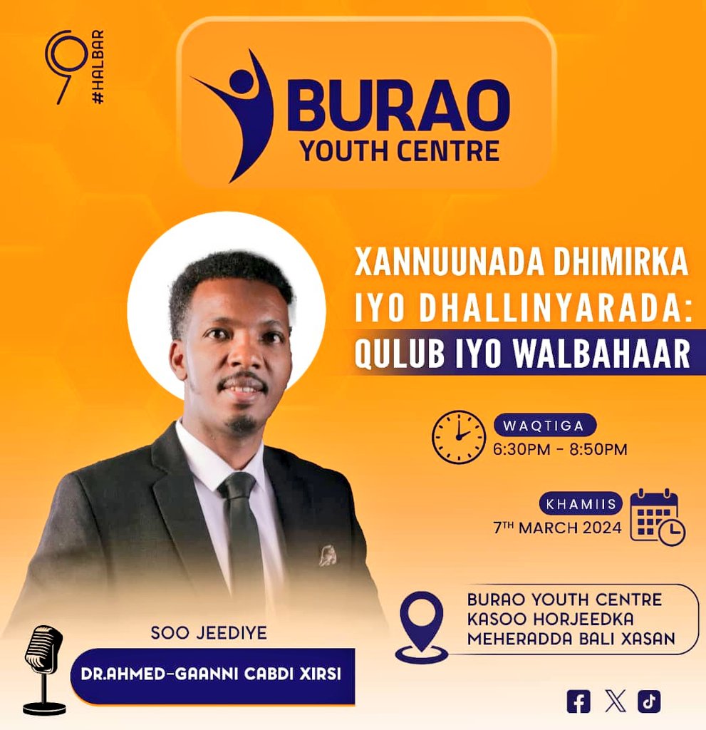 Thrilled to share that tomorrow I'll be at #Burao Youth Centre diving into the crucial topics of #depression & #anxiety.Let's break the stigma together! Don't miss out on this important discussion!#MentalHealthAwareness #YouthWellbeing 🧠💬
#Somaliland