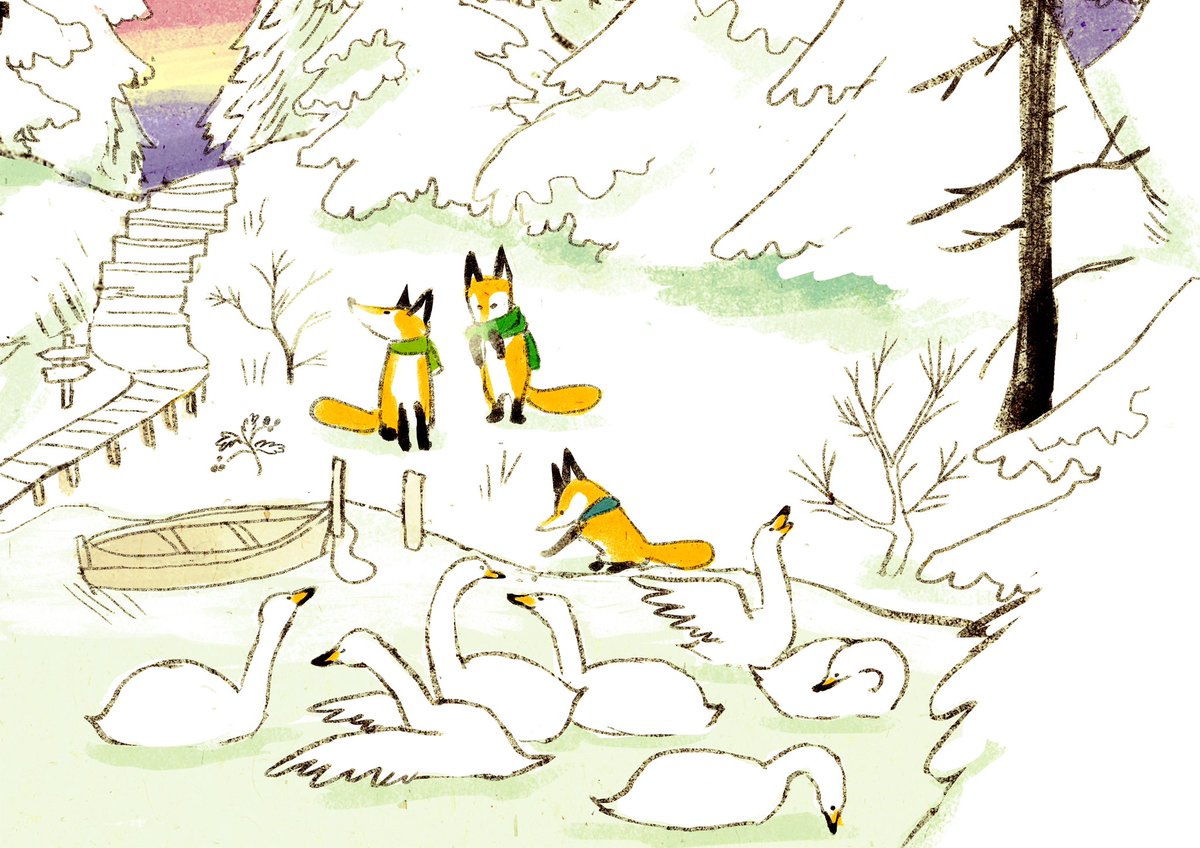 tree no humans fox bird animal scarf boat  illustration images