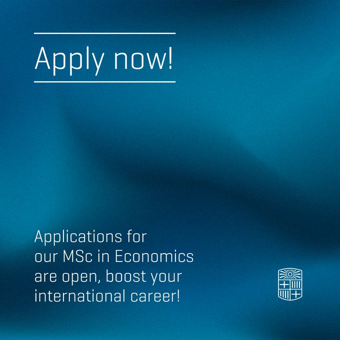 UB School of Economics (@ubeconomics) on Twitter photo 📣 Applications are open for the #MSc in #Economics!
🏆 Recognized with the distinction of Excellence by <a href="/aqucatalunya/">AQU Catalunya</a>
🥇 <a href="/unibarcelona/">Universitat de Barcelona</a> is the top university in Spain and ranks in the top 10% of economics departments worldwide
👉🏻 Apply by June 15, 2024: ub.edu/school-economi… 📣 Applications are open for the #MSc in #Economics!
🏆 Recognized with the distinction of Excellence by <a href="/aqucatalunya/">AQU Catalunya</a>
🥇 <a href="/unibarcelona/">Universitat de Barcelona</a> is the top university in Spain and ranks in the top 10% of economics departments worldwide
👉🏻 Apply by June 15, 2024: ub.edu/school-economi…