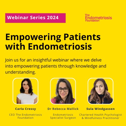 Join us on March 14th @ 18:30pm for an insightful webinar as we delve into empowering patients through knowledge and understanding. Sign up FREE via the the link in our bio. theendometriosisfoundation.org/event-details/…