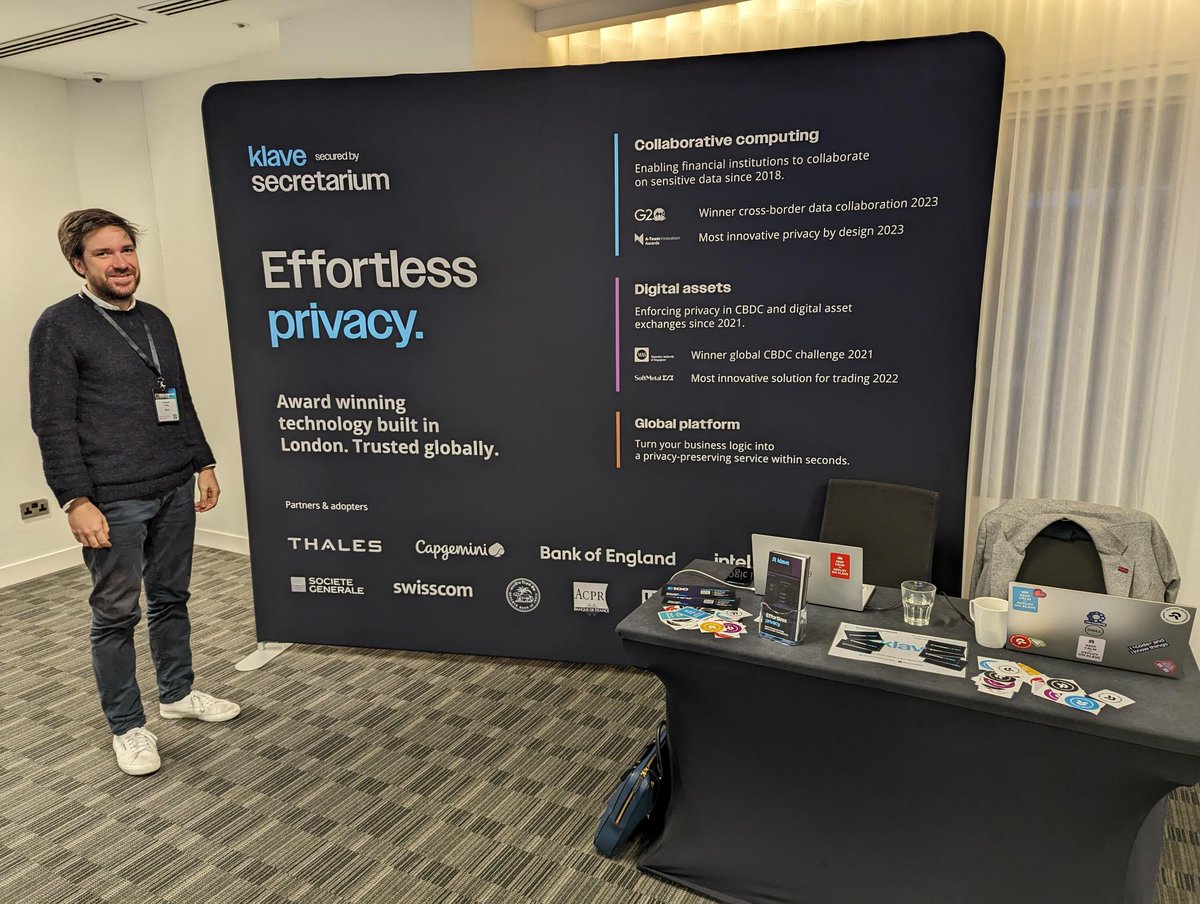 KlaveNetwork's tweet photo. #PETs are paving the way๐. Last week we attended the #PETSummit Europe, where our CEO & CTO took to the stage on two separate panels, discussing how #privacy #technologies can break the collaborative glass ceiling. Discover how Klave leverages PETs: https://t.co/Ba7wJTmh32๐ชผ https://t.co/AXJaahHc7k