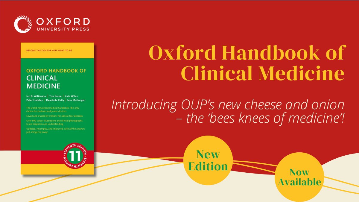 OUPAcademic's tweet photo. The 11th edition of your most loved handbook, the "Oxford Handbook of Clinical Medicine", is here! 🆕📖

Explore comprehensive updates, easily navigate the user-friendly layout, and gain insights from three new junior authors. 

Get your copy today: https://t.co/ygmPm7FZJQ https://t.co/YWmVKhBdNJ