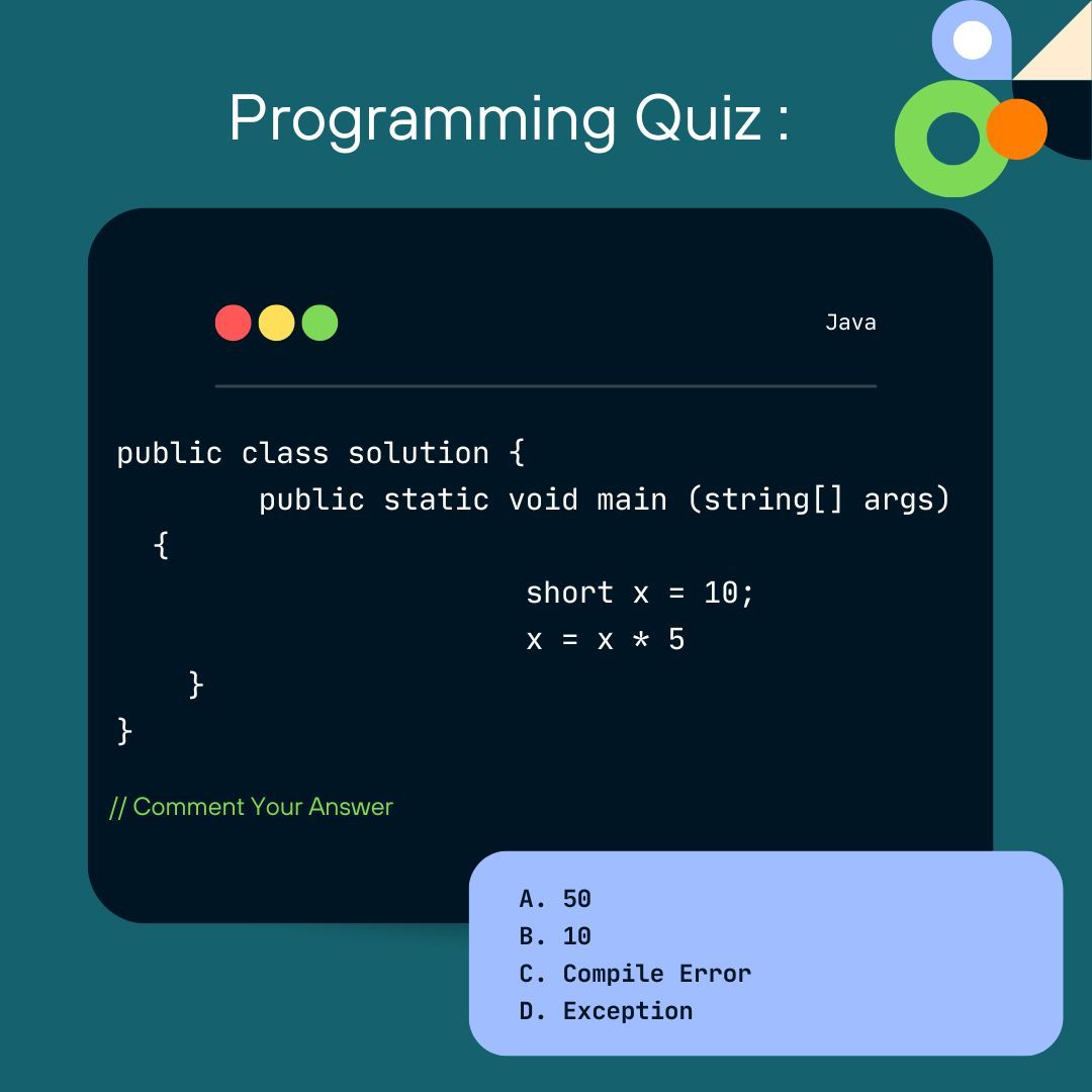 Codetechtpc's tweet image. Think you&apos;ve mastered Java? Put your skills to the test with our challenging Java quiz! #JavaQuiz #TestYourself #CodingChallenge