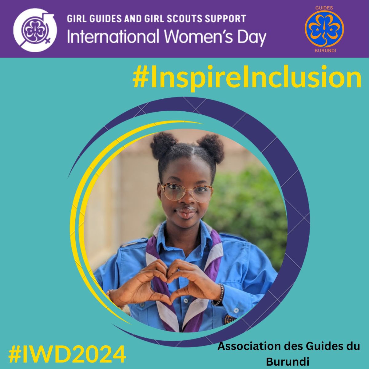 Unissons nos forces pour créer un monde où chaque femme trouve sa place, est valorisée et peut poursuivre ses aspirations sans entrave.
#GuidesBurundi
#IWD2024
#inspireInclusion <a href="/wagggsworld/">World Association of Girl Guides and Girl Scouts</a> <a href="/africa_region/">Africa Region</a>