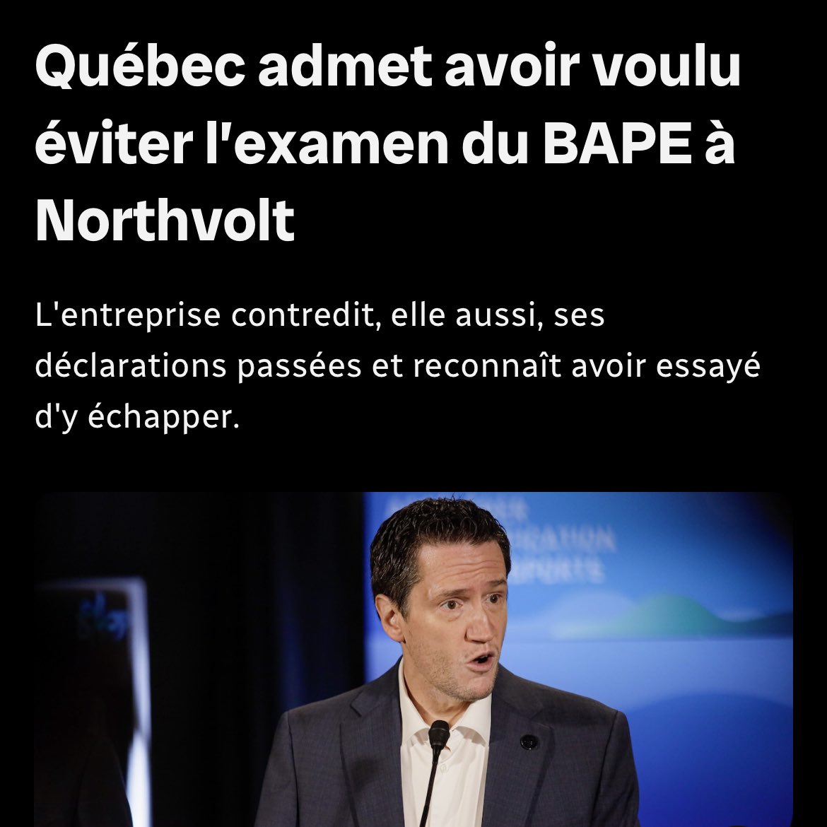 Pour la première fois, le ministre de l'Environnement Benoit Charette avoue avoir aidé Northvolt à éviter l'examen BAPE, par crainte de perdre le projet. La compagnie admet aussi avoir fait pression pour essayer d’y échapper. ici.radio-canada.ca/nouvelle/20546…