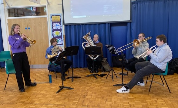 A great day of #brass music for local schools thanks to a quintet from @TrinityLaban A performance @WardenHouse before playing along with the children who are part of our #brass project then a concert for our partner schools in Dover. Great inspiration for our aspiring musicians!