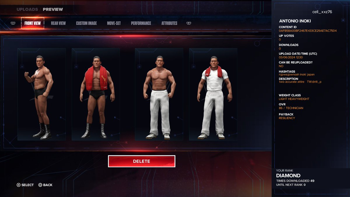 rlll_p's tweet image. A uploaded a more accurate attire and changed his entrance

Out now on cc 

#WWE2K24 #inoki