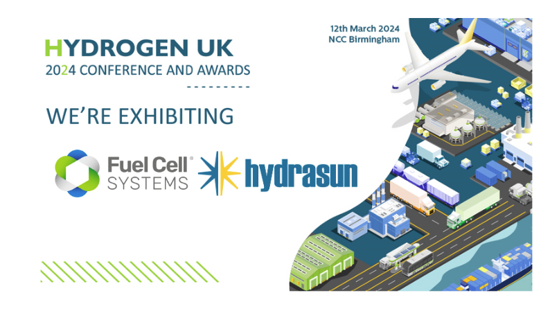 FuelCellSystems (@fuelcellsystems) on Twitter photo We are pleased to share that Fuel Cell Systems and Hydrasun will be exhibiting at the <a href="/h2ukorg/">Hydrogen UK</a> Conference and Awards.
Join us at Stands 11, 12 and 13 at the Britannia Suite on the 12th March 2024 at the NCC in Birmingham to find out more about our hydrogen refuelling services! We are pleased to share that Fuel Cell Systems and Hydrasun will be exhibiting at the <a href="/h2ukorg/">Hydrogen UK</a> Conference and Awards.
Join us at Stands 11, 12 and 13 at the Britannia Suite on the 12th March 2024 at the NCC in Birmingham to find out more about our hydrogen refuelling services!