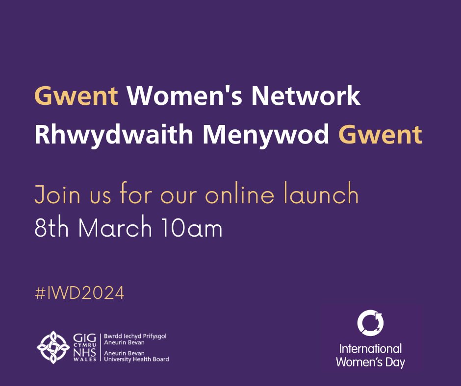 Are you passionate about improving the work place for Women? Join us for the launch of the ABUHB Gwent Women's Network this Friday on International Women’s Day! To find out more about the network, please email: abb.edi@wales.nhs.uk #IWD2024 #InternationalWomensDay