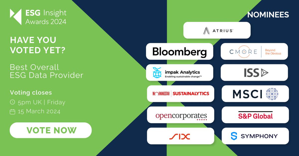 If you haven’t yet voted for the 3rd Annual ESG Insight Awards 2024, now’s your chance! @opencorporates has been nominated for Best Overall ESG Data Provider, and we’re honoured to stand beside so many innovative businesses 👉 surveymonkey.com/r/WZD837F @EsgInsight #DataProvider