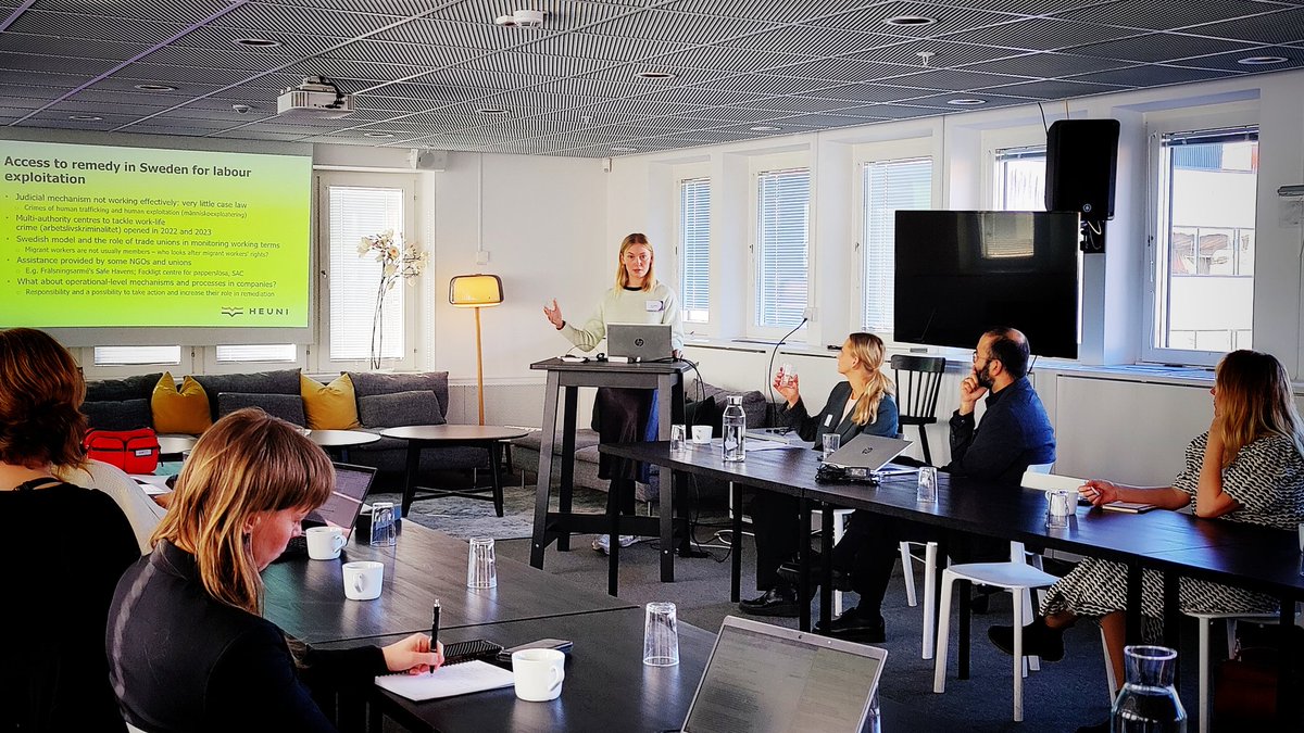 HEUNI (@heuni_institute) on Twitter photo .<a href="/AnniMesimarja/">Anni Lietonen</a> / HEUNI presents the first insights and case examples from the "Remedy for exploited migrant workers in the Nordic region" project funded by <a href="/CBSSsecretariat/">CBSS Secretariat</a> project support facility.
#grievancemechanisms .<a href="/AnniMesimarja/">Anni Lietonen</a> / HEUNI presents the first insights and case examples from the "Remedy for exploited migrant workers in the Nordic region" project funded by <a href="/CBSSsecretariat/">CBSS Secretariat</a> project support facility.
#grievancemechanisms