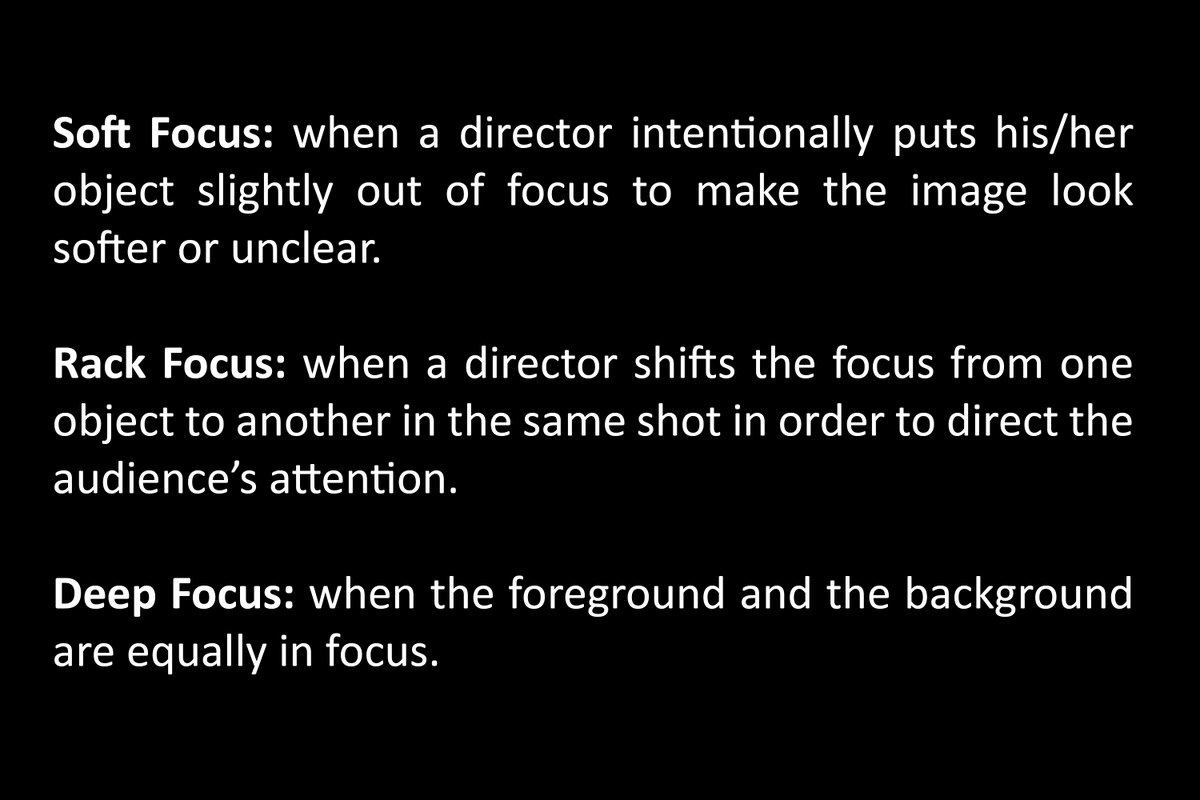 ScreenVersed's tweet photo. #Focus: adjustment of the elements in a lens so that an image is viewed the way the director wants.
#SoftFocus #RackFocus #DeepFocus #FilmTheory #FilmTwitter #Film #Cinematography https://t.co/UbQB5B9BJF