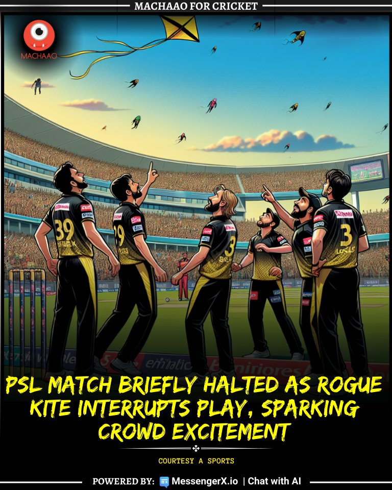 PSL match briefly halted as rogue kite interrupts play, sparking crowd excitement 🪁🏏

Courtesy: A Sports
.
.
#PSL #CricketMatch