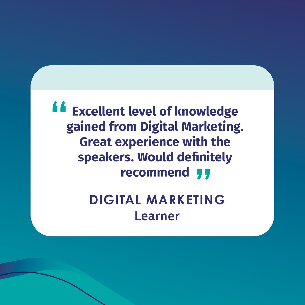 Curious about our Skills Bootcamp in Digital Marketing? 

Hear from our satisfied learners! Check out their testimonials and join us today: bit.ly/436MQGD

#skillsforlife #SkillsBootcamps #DigitalMarketing #FundedTraining