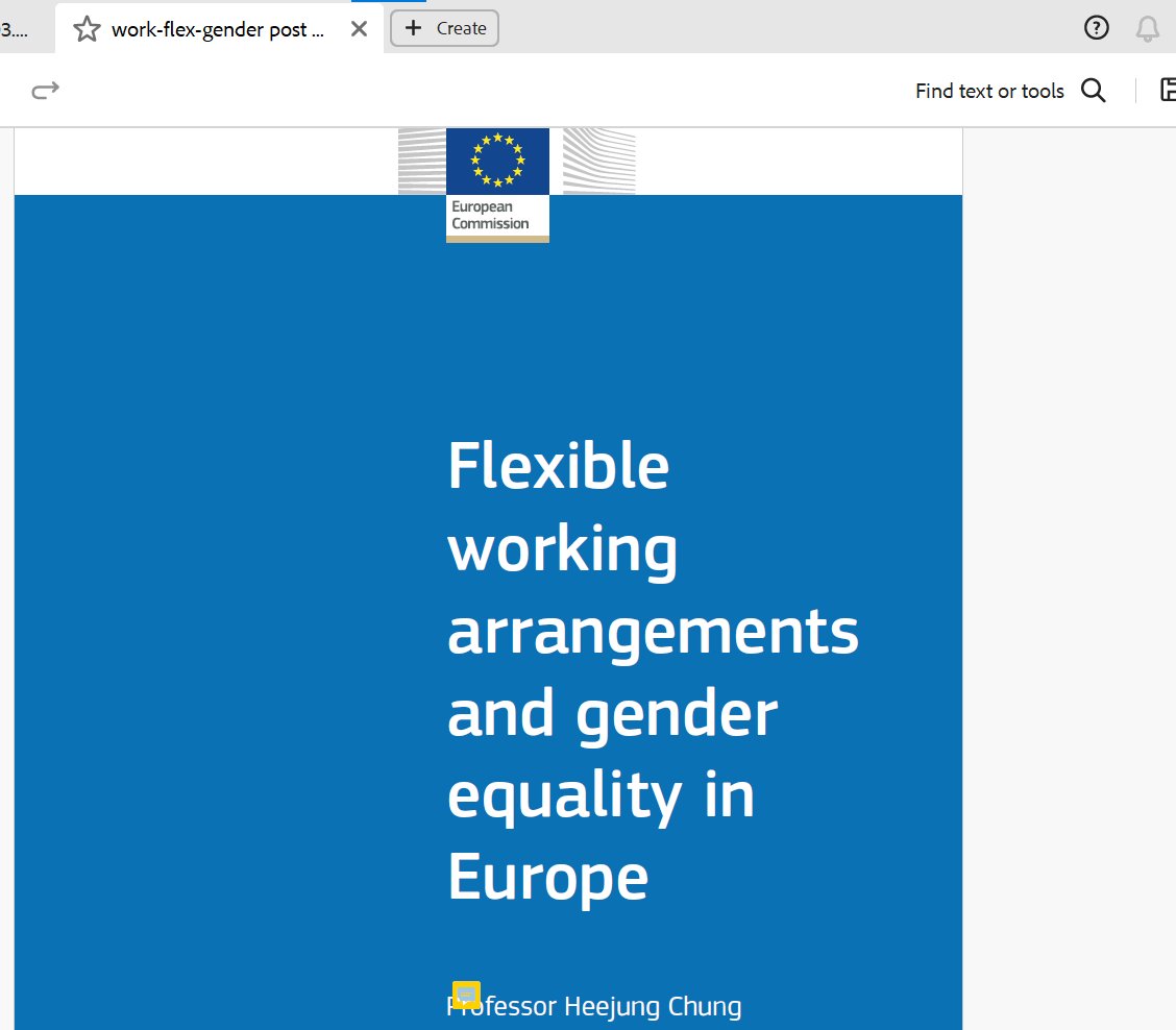 I'm just looking through the final proofs of my new #book (Okay report but I consider this a book!) #FlexibleWorking Arrangements and #GenderEquality in #Europe to be published by the <a href="/EU_Commission/">European Commission</a> DG Justice Gender Unit SAAGE group. It is going to be out soon! WATCH this space!