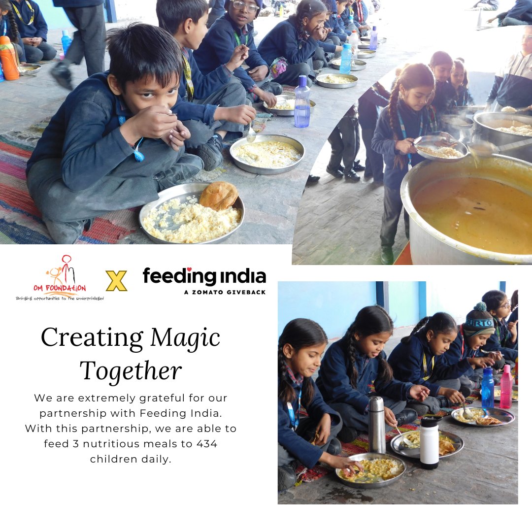 _OMFoundation's tweet image. With their support, we’re ensuring that every child receives nutritious meals, empowering them for brighter tomorrows. Thank you Feeding India, a Zomato GiveBack🙏🍲

#FeedingIndia #dailyfeedingprogram #zomato #childnutrition #educationforall #socialimpact #ngo #grateful