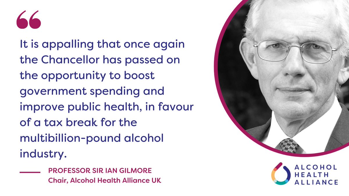 Chair of the AHA, Professor Sir Ian Gilmore, responds to the decision from @Jeremy_Hunt to freeze alcohol duty until February 2025. Read our full statement 👇 ahauk.org/news/springbud… #SpringBudget