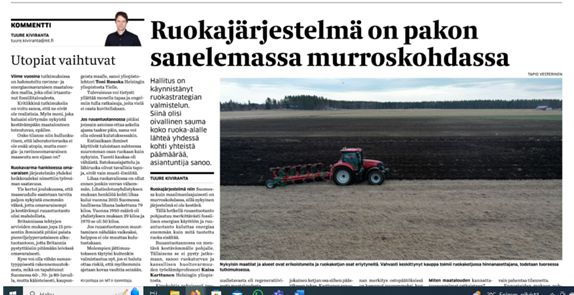 Pohdintaa ruokajärjestelmän muutostarpeista tämän päivän Maastullissa. Mukana myös @TuomasKuhmonen ja @IreneKuhmonen #ruokajärjestelmä #ruokaturva #huoltovarmuus lehdet.viestimedia.fi/7bc8ff1f-30b4-…