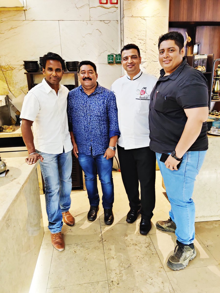 'No one is born a great cook, one learns by doing'
*Food is a Passion, Food is Love...
#ChefSureshShetty
#ChefKamleshRawat 
#ChefKamleshSalve 
#ChefRohitGujral 
#TheMiradorMumbai 
#ExecutiveChefs 
#CulinaryAdministration 
#DeliciousDinner 
#SharingExperience 
#FunAndJoy #Vibes