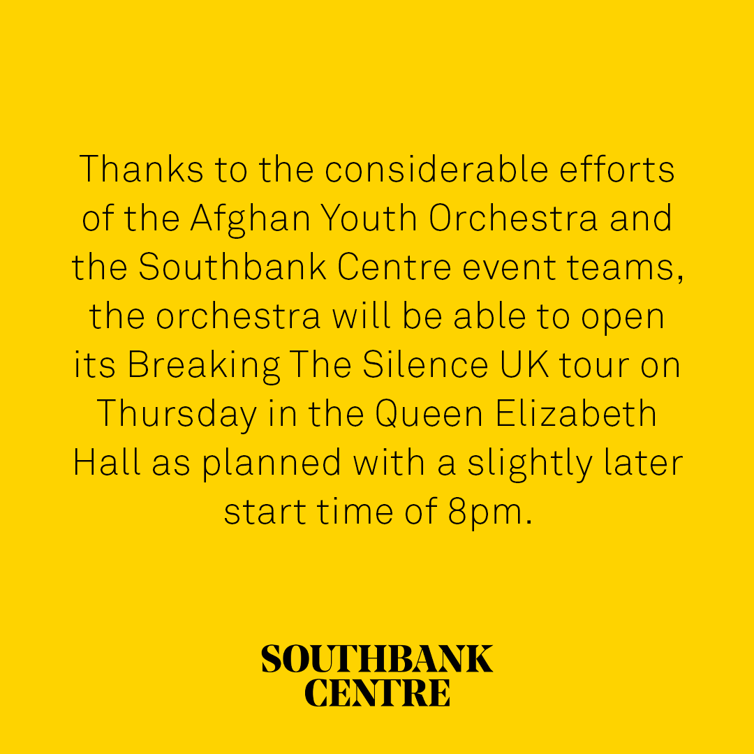 Update on the Afghan Youth Orchestra. 

Event details here: southbankc.re/3V6nVRr
