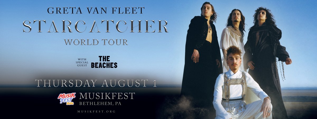 ❗JUST ANNOUNCED❗ @GretaVanFleet will kick off Musikfest on the Wind Creek Steel Stage at PNC Plaza with special guest @thebeaches on August 1st! Tickets go on sale March 8th at 10 a.m. S/o to our friends at @wzzo for making this show possible!