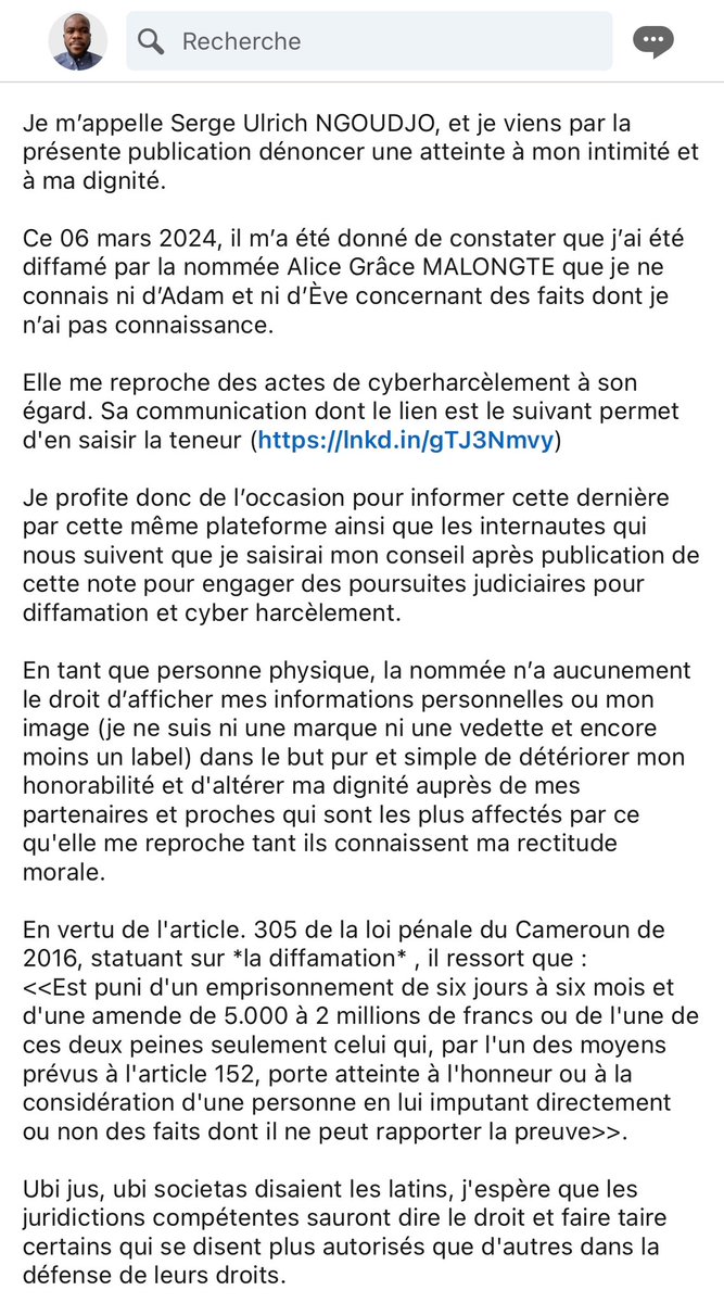 ALICE GRÂCE MALONGTE rassemblez déjà vos preuves. Merci d’avance 🙏🏾