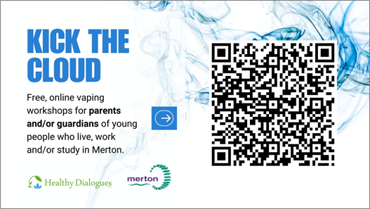 On behalf of @Merton_Council. We are delivering free workshops for Merton parents worried about their child vaping. To learn about facts and strategies to address vaping sign up here: tinyurl.com/yykuwtrc #vaping #wellness #PublicHealth #behaviourchange