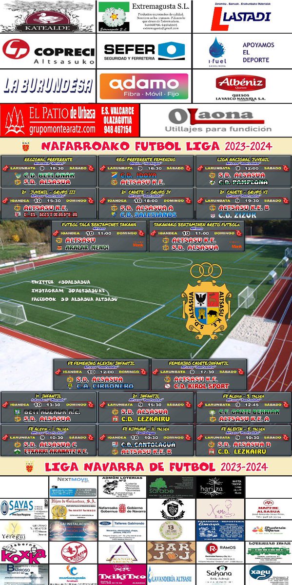 ⚽Partidos de este fin de semana de nuestros equipos! #aupaaltsasu🔴 ------------------------------------------------------ ⚽Gure taldeek asteburu honetan jokatuko dituzten partiduak! #aupaaltsasu🔴