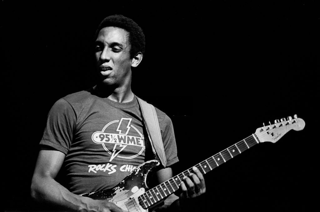 Hiram Bullock performing with the David Sanborn Group at the Park West Theatre, Chicago, Illinois, 1984