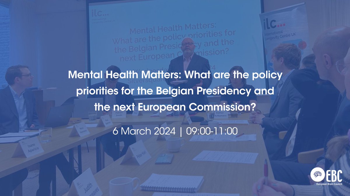 European Brain Council (@eu_brain) on Twitter photo The high-level roundtable discussion on the policy priorities on #MentalHealth, organised by <a href="/ILCUK/">Int Longevity Centre</a> & <a href="/ILC_Europe/">The ILC Europe Network</a>, took place this morning.
EBC was pleased to be part of the discusison together with other key partners in the field of mental health.
🔎braincouncil.eu/event/mental-h… The high-level roundtable discussion on the policy priorities on #MentalHealth, organised by <a href="/ILCUK/">Int Longevity Centre</a> & <a href="/ILC_Europe/">The ILC Europe Network</a>, took place this morning.
EBC was pleased to be part of the discusison together with other key partners in the field of mental health.
🔎braincouncil.eu/event/mental-h…