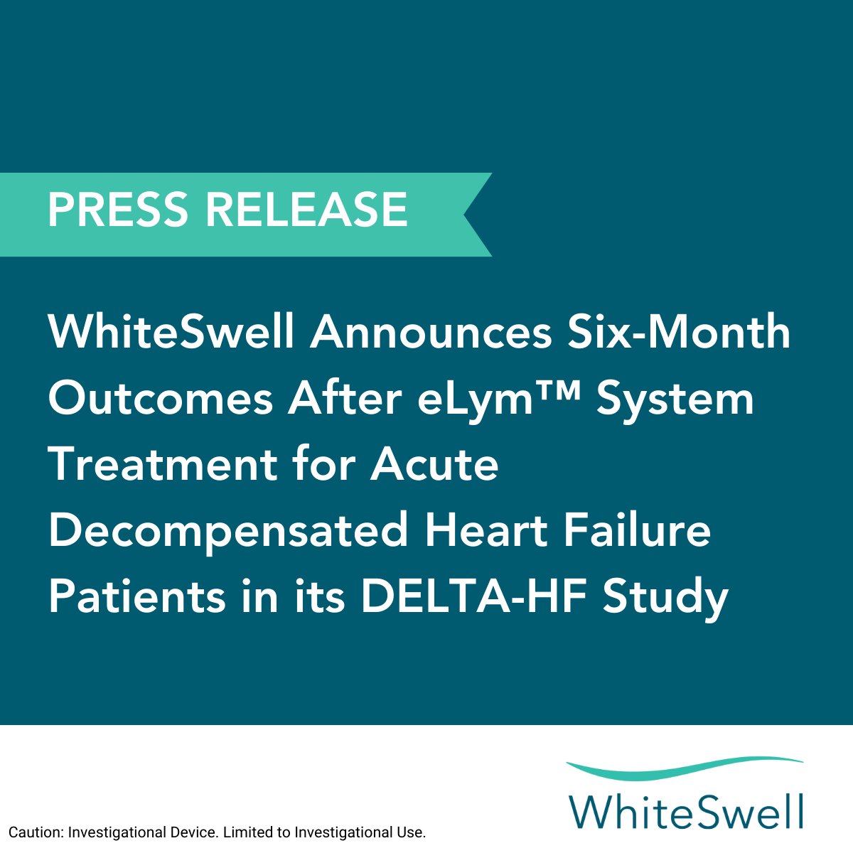 #NEWS: Today at #THT2024, we announced six-month outcomes after eLym™ System treatment for acute decompensated #heartfailurepatients in our DELTA-HF study.

Learn more:
whiteswell.com/whiteswell-ann…

#CardioTwitter #Lymphatics