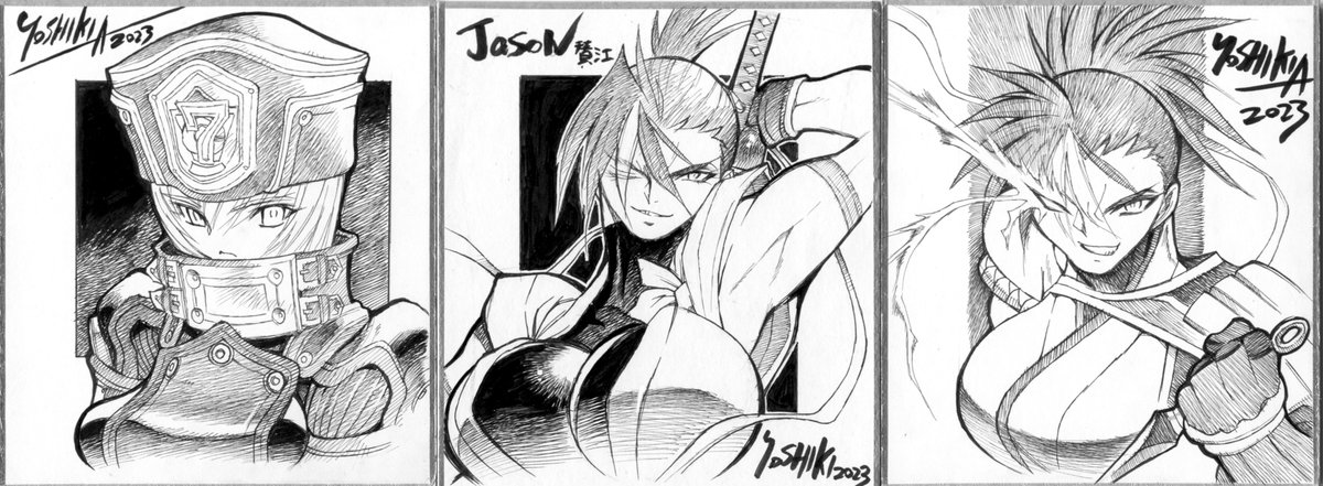 #あなたが描く女性がみたい
去年描いたミニ色紙
不穏なキャラばかり描いてます 