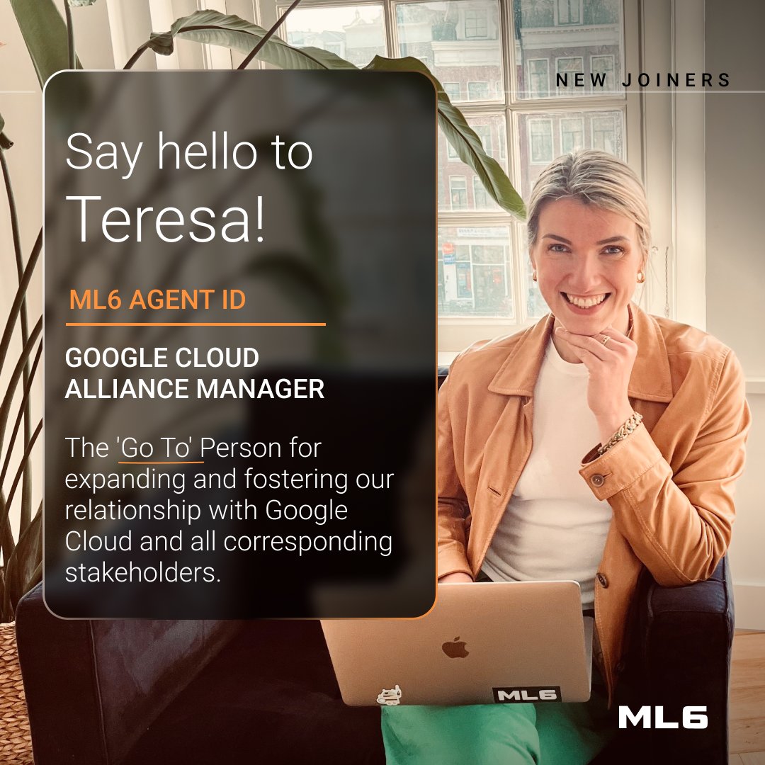 We are excited to welcome Teresa to the ML6 team! Teresa's extensive knowledge of the cloud ecosystem and passion for building partnerships will be crucial to strengthening and expanding our strong collaboration with @Google Cloud. ☁️#ML6 #Teamwork #Googlecloud #CloudAI