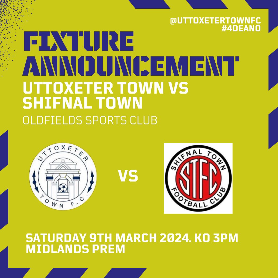 UttoxeterTownFC's tweet photo. We take on @TownShifnal this Saturday.

The game will be in honour also of former club legend Dean Arnold, who sadly passed 4 years ago in Feb 2020.

Dean had enjoyed a very successful career in local football both as a player and as Manager of UTFC.

1/2 https://t.co/aO3F8IvRRv