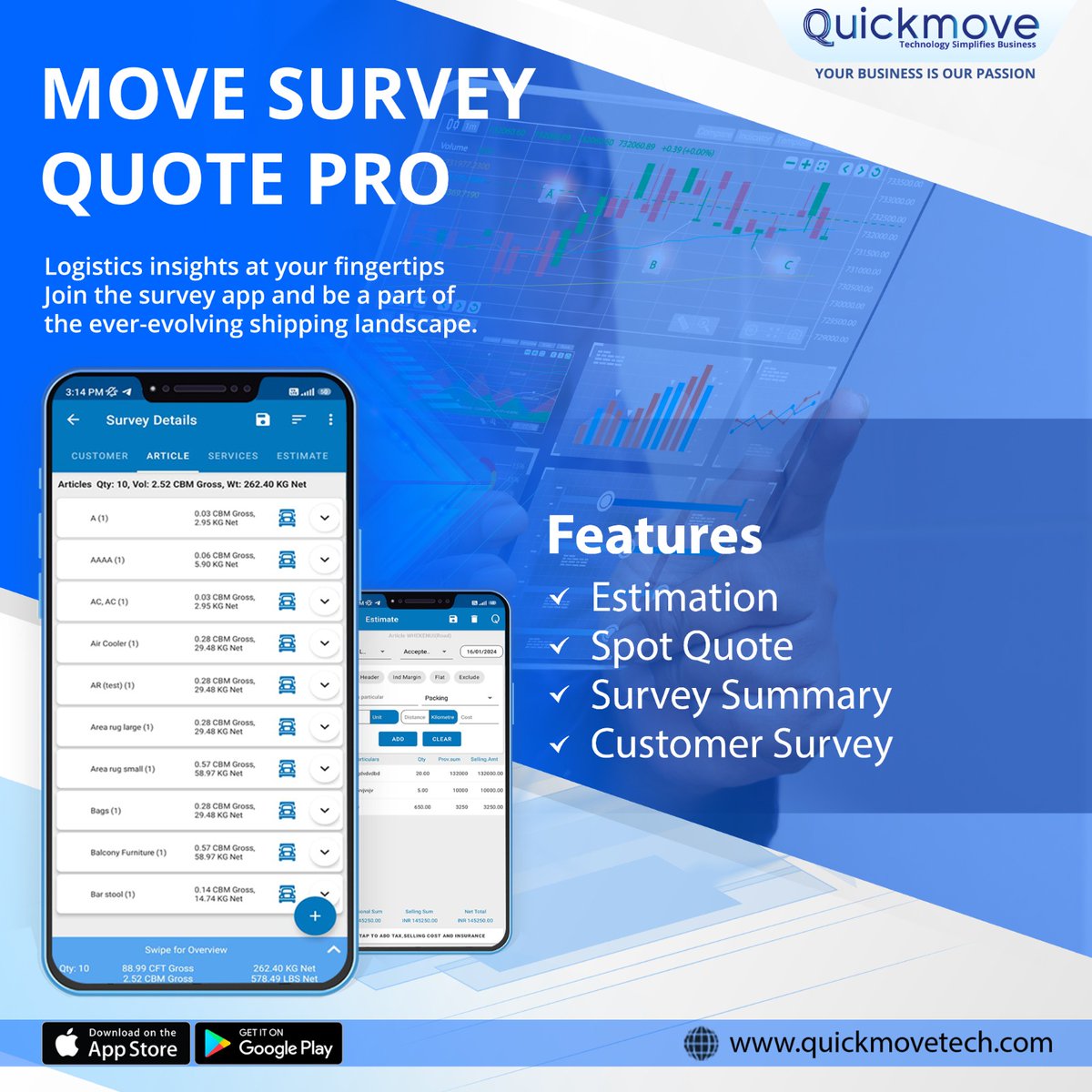 Empower Your Moving Business with Next-Level Efficiency: Master Surveys, Estimates, and Quotes with Move Survey Quote Pro!

#MovingMastery #SurveySuccess #EstimateExcellence #QuotePro