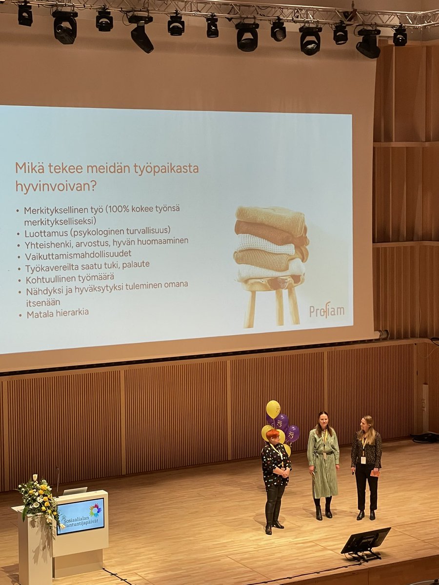 PekkaHeidi's tweet photo. Talentian hyvinvoiva työpaikka kilpailun voittaja 2023 Profiam, Tampere avaa keinoja hyvinvoivan työpaikan luomiseen #asiantuntijapäivät #hyvinvoivatyöpaikka #luottamus #huomaahyväarjessa #uskallapuhuaepäkohdista #käydialogia  #muistamyötätunto https://t.co/wvjbOMxDT0