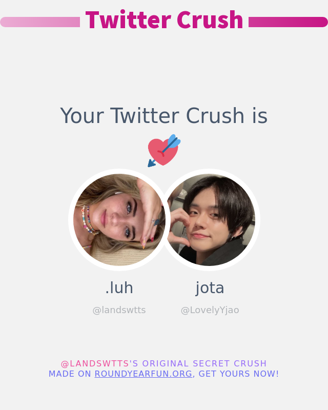 Meu/Minha Namorado/a do Twitter é: @LovelyYjao

➡️ funxgames.me/twittercrush?l…