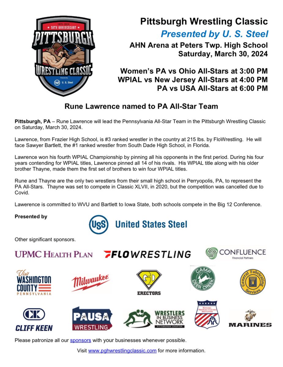 Rune Lawrence named to PA All-Star Team! ✨

The rest of the PA along with the WPIAL All-Stars will be announced after the PIAA State Championships this weekend! ✨

💻  bit.ly/36vr1az
🎟  bit.ly/3vZwi6T
📺  bit.ly/3HR0aVR

drive.google.com/file/d/1COwgw0…