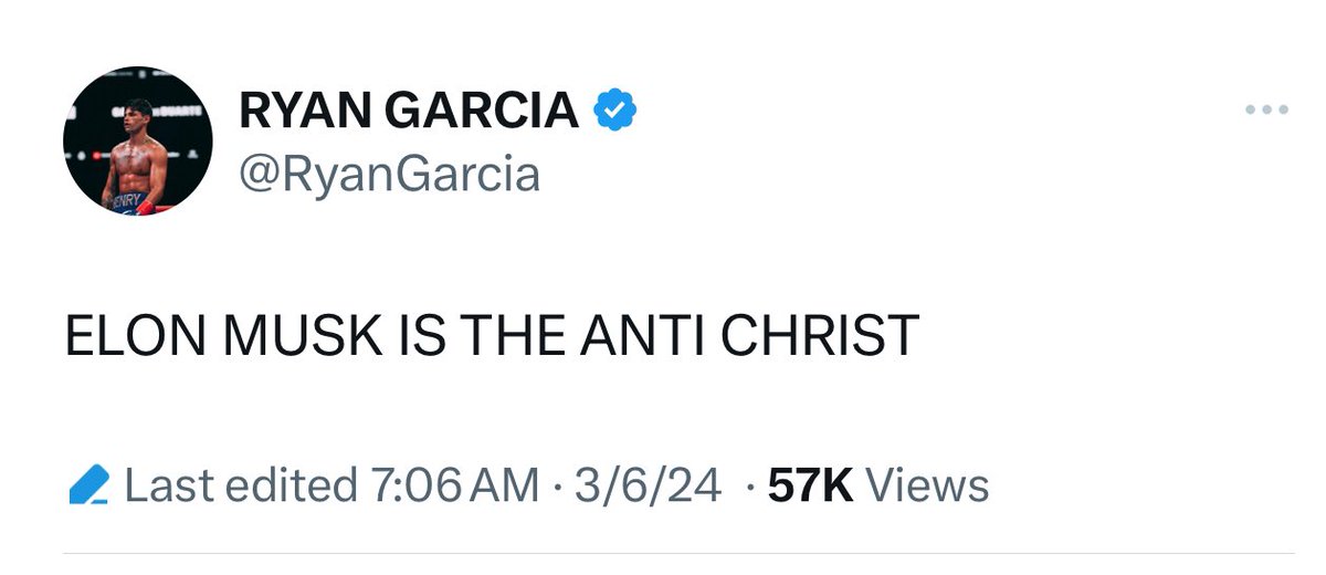 dom_lucre's tweet image. 🔥🚨BREAKING: Ryan Garcia claims Elon Musk is the antichrist in a random bizarre tweet.