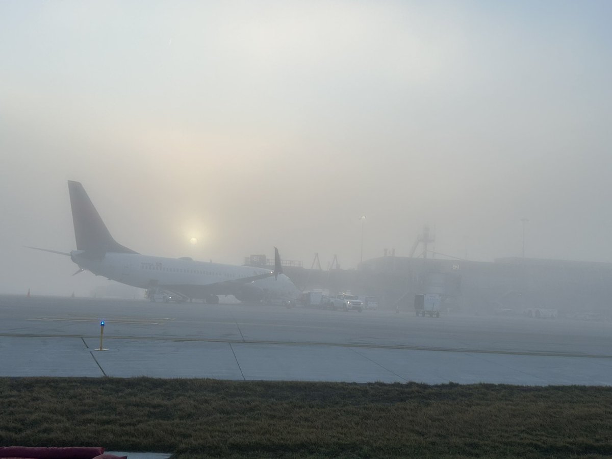Good morning! Our Operations staff reported 1/8-mile visibility earlier this morning. There are no significant delays. Here comes the sun to burn off that fog! #KCwx