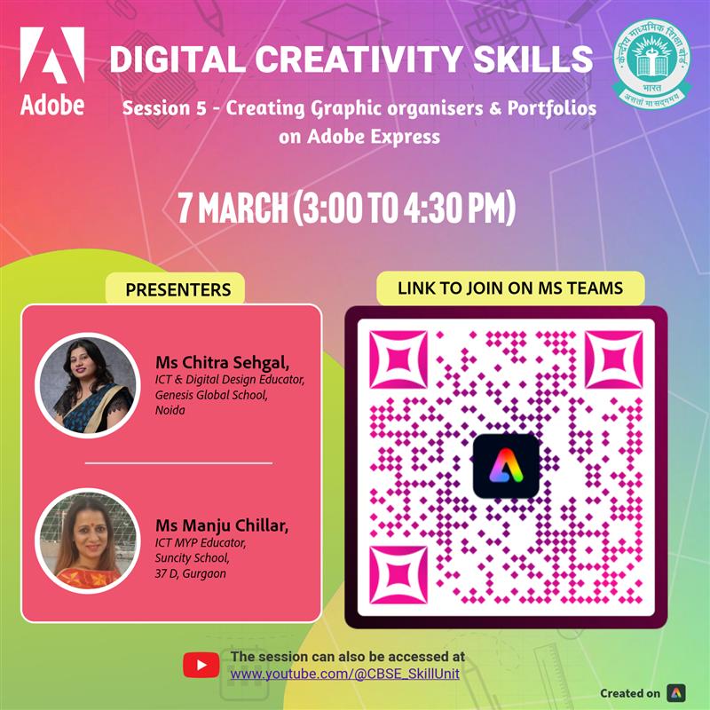 Are you preparing for the new academic session ? Join us to learn how to create graphic organisers and student portfolios using <a href="/AdobeExpress/">Adobe Express</a> <a href="/MeenakshiUberoi/">Meenakshi Uberoi</a> <a href="/jasmeetkaurkang/">Jasmeet Kaur Kang</a> <a href="/ChhillarManju/">Manju Chhillar</a>