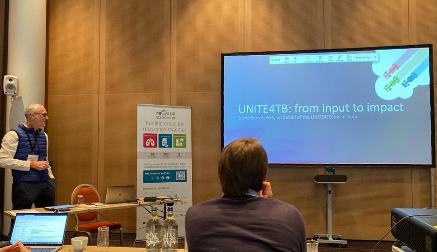 From input to impact 💪Yesterday, our project partner, David Barros-Aguirre from @GSK, presented on UNITE4TB at the 5th @AMRAccelerator Cross-Project Meeting in Basel. UNITE4TB is one of nine projects under the Accelerator. #PublicPrivatePartnerships #GlobalHealth #EndTB #AMR