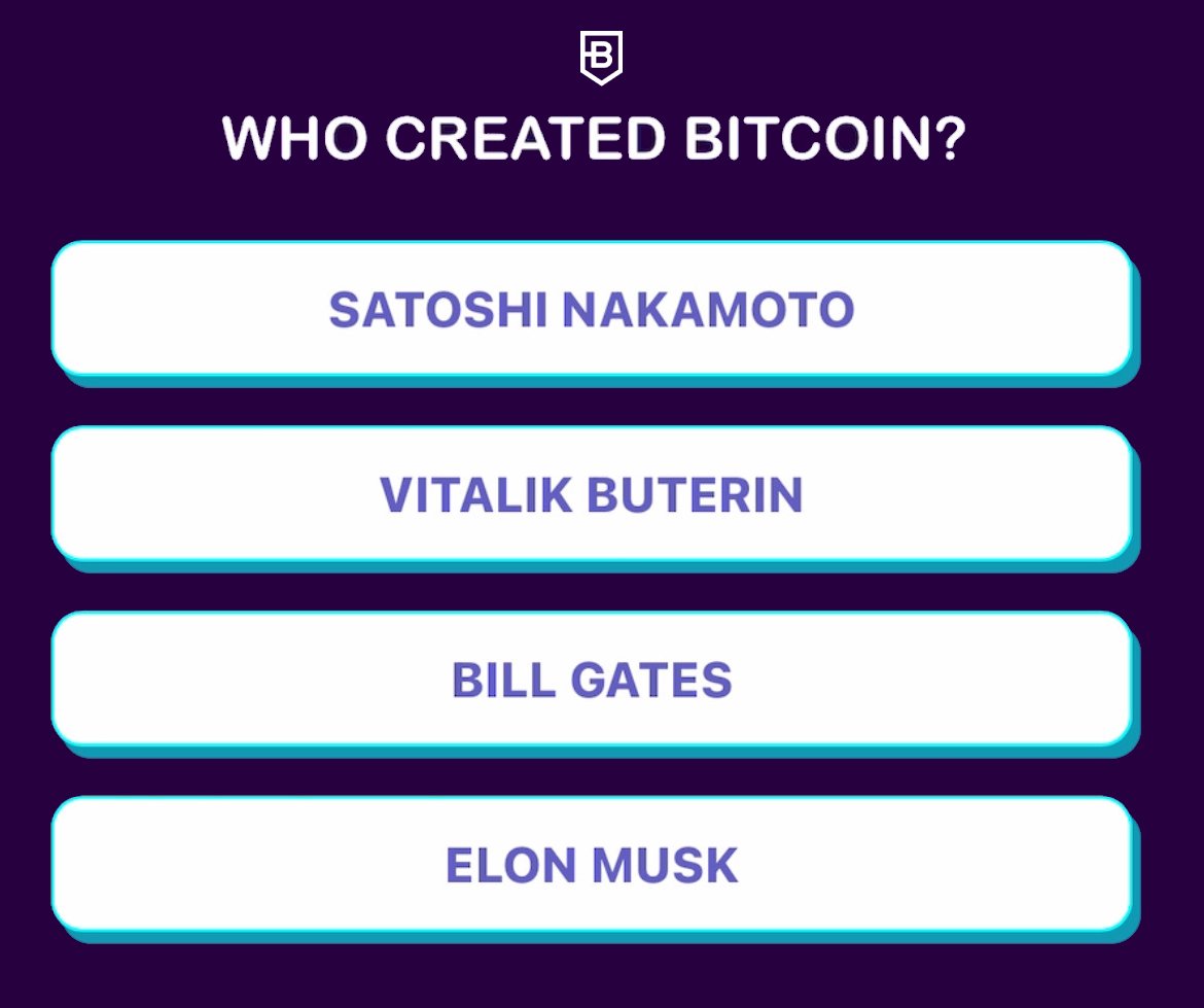 Question of the day: who created #Bitcoin ❓ Was it Nakamoto, Buterin, Gates  or maybe #Musk did it? 👀 Show your knowledge in the comments👇 Want to  answer more questions like this?