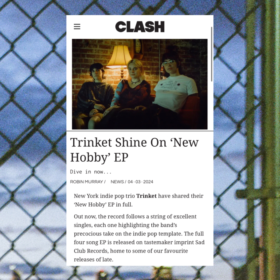 Trinket's debut EP 'New Hobby' has been out a week now ❣️ Thank you so much for listening & the kind words! Cassette avail for order on our @bandcamp! 'Trinket shine On ‘New Hobby’' - Clash 'Trinket coalesces new shades of jangle-pop dreaminess' - Backseat Mafia