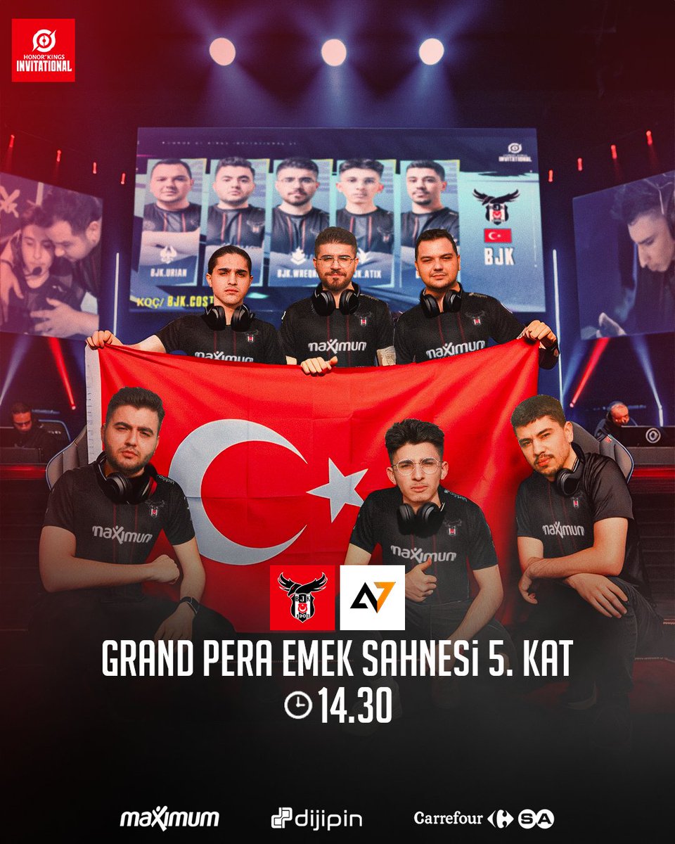 KADER MAÇI! 🔥

Honor of Kings takımımız yarın 14.30’da Grand Pera Emek Sahnesi 5. Katta Brezilya takımı <a href="/Alpha7_esports/">Alpha7 E-sports</a>  ile çeyrek final mücadelesinde karşılaşacak. 🏟️

Taraftara açık oynanacak bu önemli mücadelede tüm taraftarlarımızı takımımızı desteklemeye bekliyoruz. 🦅