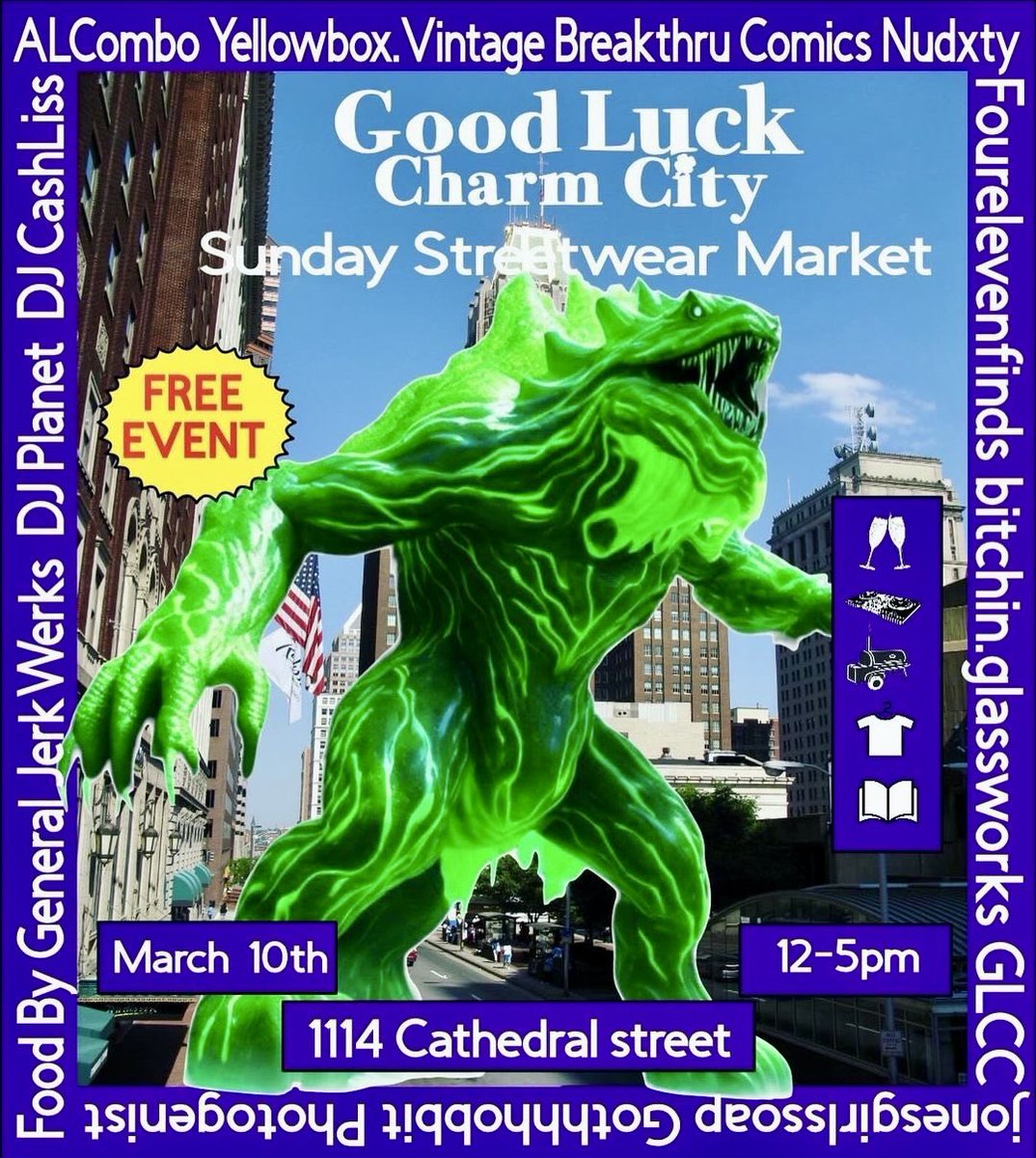 planetmg_'s tweet photo. ✨GOOD LUCK CHARM CITY✨
🥂SUNDAY MARCH 10TH ⚡️
⏰ 12PM-5PM ⚡️
(1114 CATHEDRAL STREET, Baltimore MD)

 ✨CALLING ALL RANGERS-THE CALM BEFORE THE TOUR IS HERE CATCH YOUR 
FAVORITE TOKU DJ LIVE AT 
@GoodLuckCharmCity

#shopping #supportblackbusiness #localcatering #buylocal https://t.co/OsHmx1sdsC