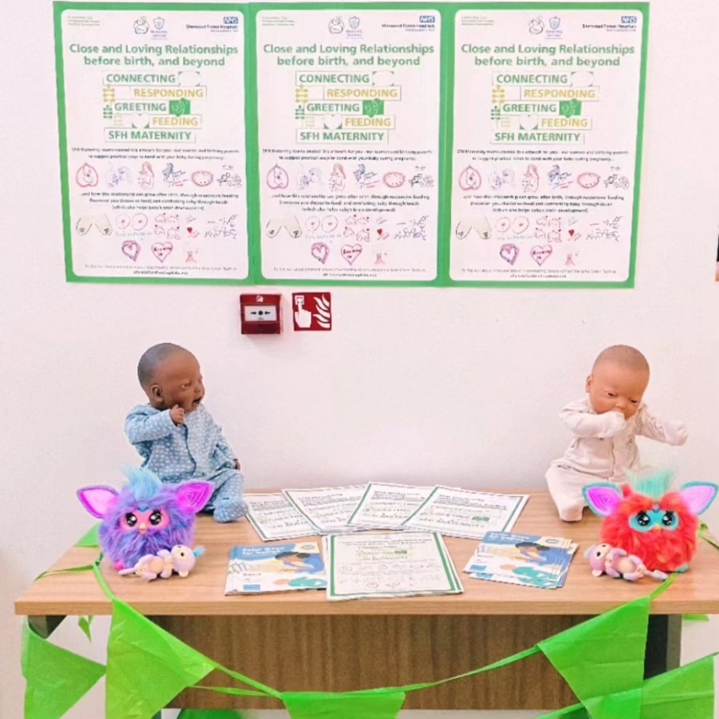 Absolutely loved the creativity of our feeding lead @natboxall and team with the launch of new posters yesterday. Furbies and Fingerlings to demonstrate responsiveness to human connection...inspired! The idea for artwork by maternity staff to express conversations is genius!