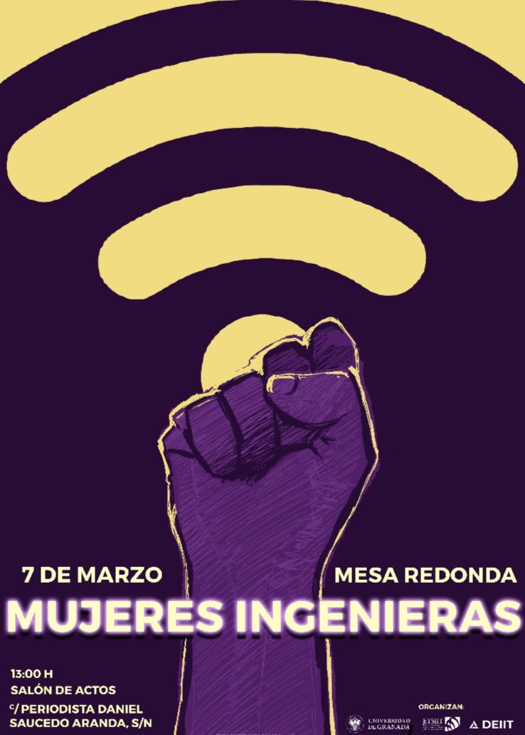 mariavidela's tweet photo. Mañana a las 13:00h estaremos en el Salón de Actos de la ETSIIT de Granada para hablar sobre Mujeres Ingenieras. Tendremos una interesante mesa redonda con invitadas muy especiales . ¡Os esperamos!

💜RT

#8M #8Marzo #Diadelamujer #ugr #mujeres #ingenieras #etsiit https://t.co/82z6syzPXS