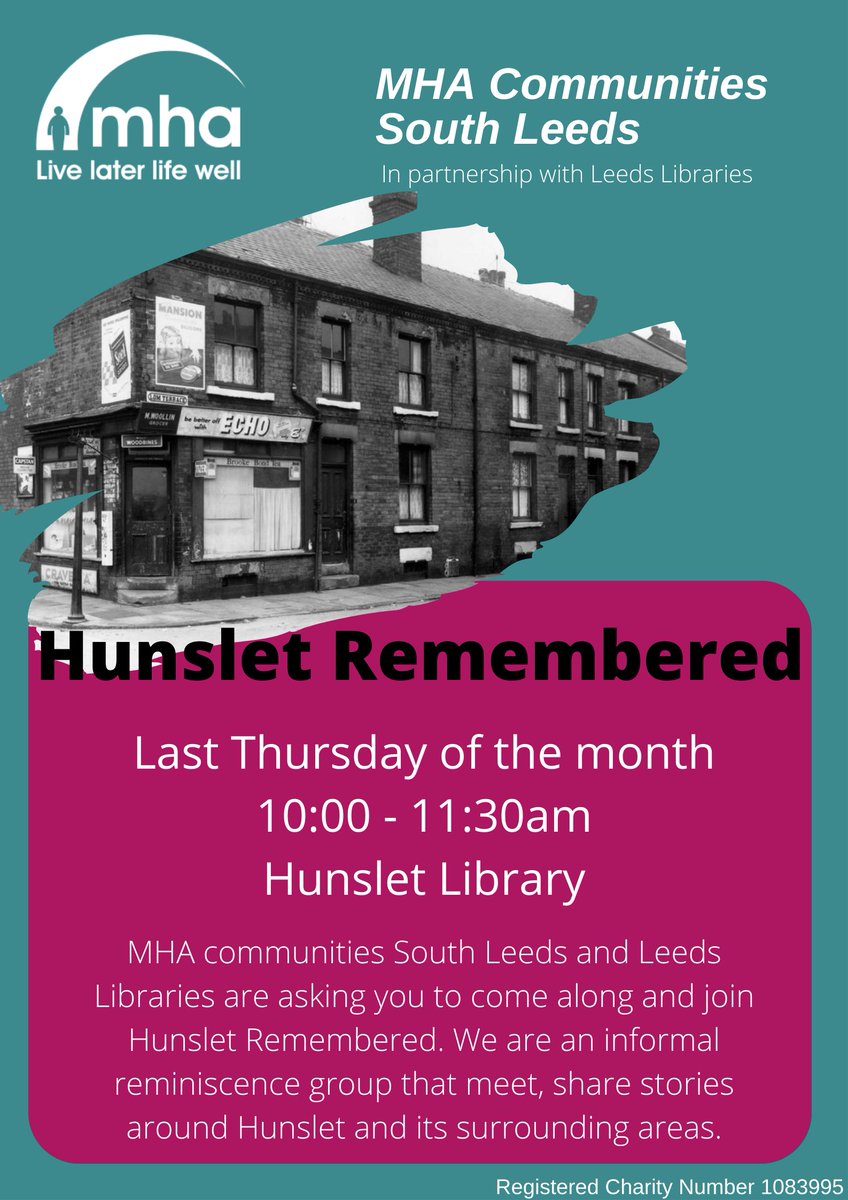 Come and join us next Thursday 28th March! For more information contact southleeds@mha.org.uk or call 0113 2716201