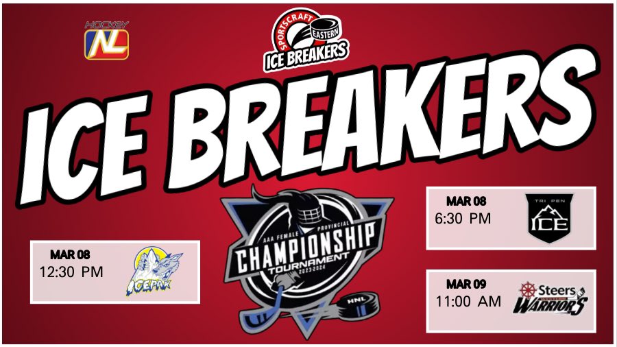 The Ice Breakers are heading to Gander this weekend for the U13 Female Provincial Championship. We get things kicked off with two games on Friday #LetsGoGirls